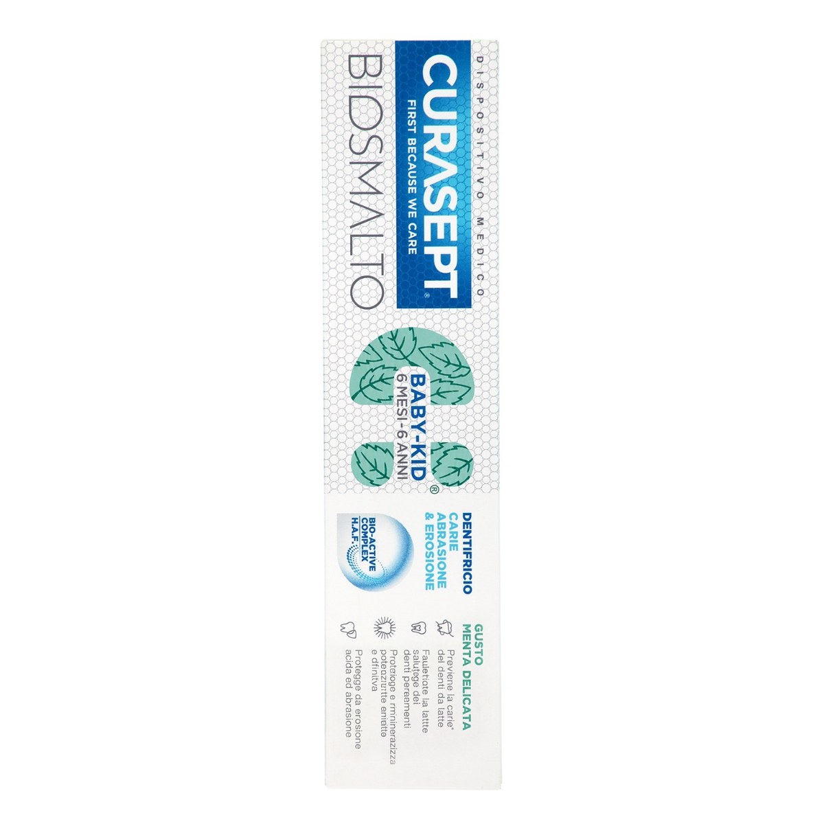Зубная паста детская Curasept Biosmalto Baby-Kid, мята, с фтором, 50 мл (0,5–6 лет)