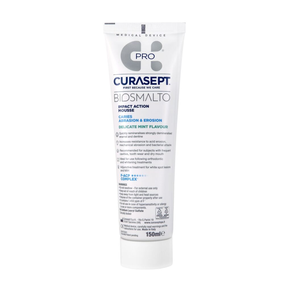 Мусс Curasept Biosmalto Caries, Erosion and Abrasion реминерализирующий со вкусом мяты, 150 мл